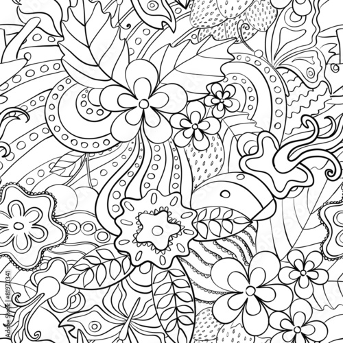 Black and white abstract psychedelic seamless pattern