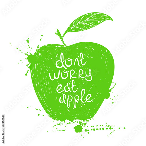 Illustration of isolated green apple silhouette