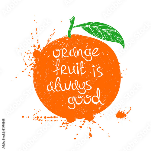 Illustration of isolated orange fruit silhouette.