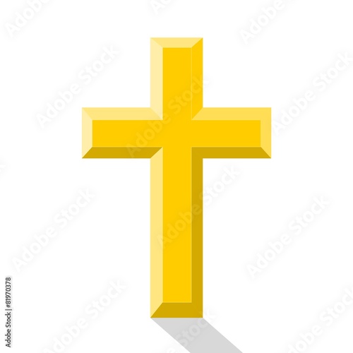 Gold cross with shadow - illustration
