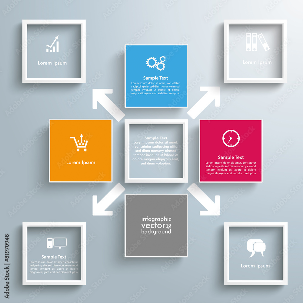 5 Colored Squares 5 Frames Outsourcing Arrows 5 Colored Squares 5 Frames Outsourcing Arrows