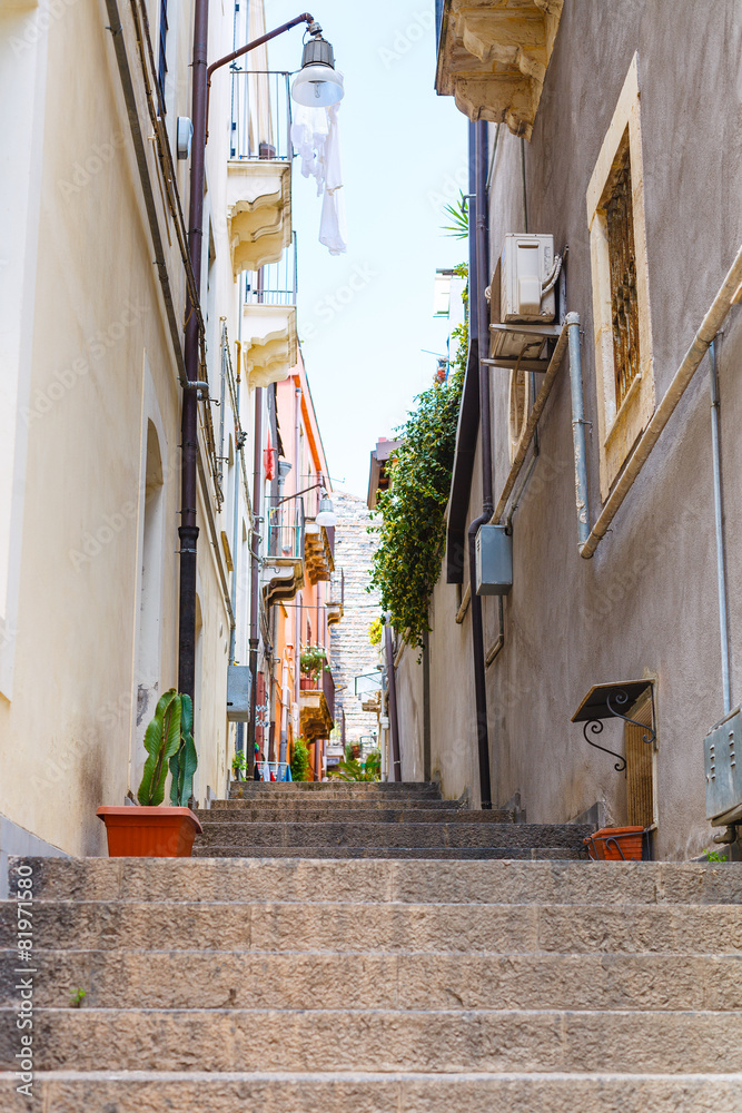 narrow street in Catania city, Sicily