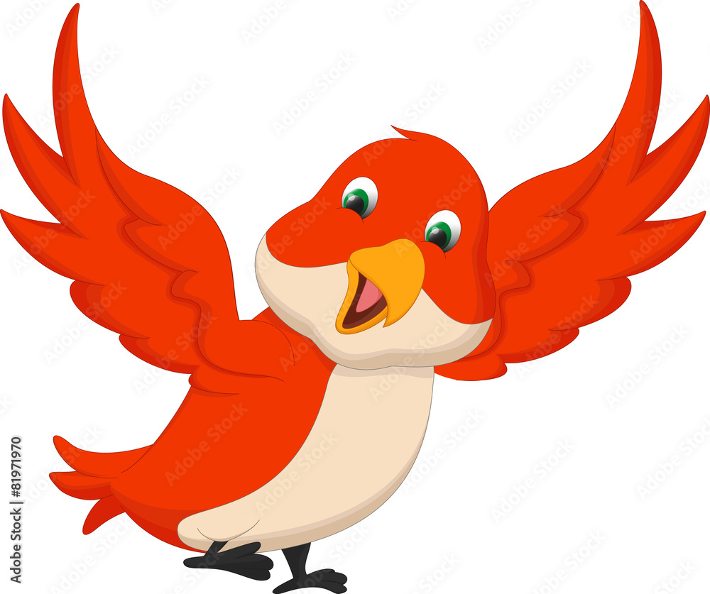 cute orange bird cartoon Stock Vector Adobe Stock