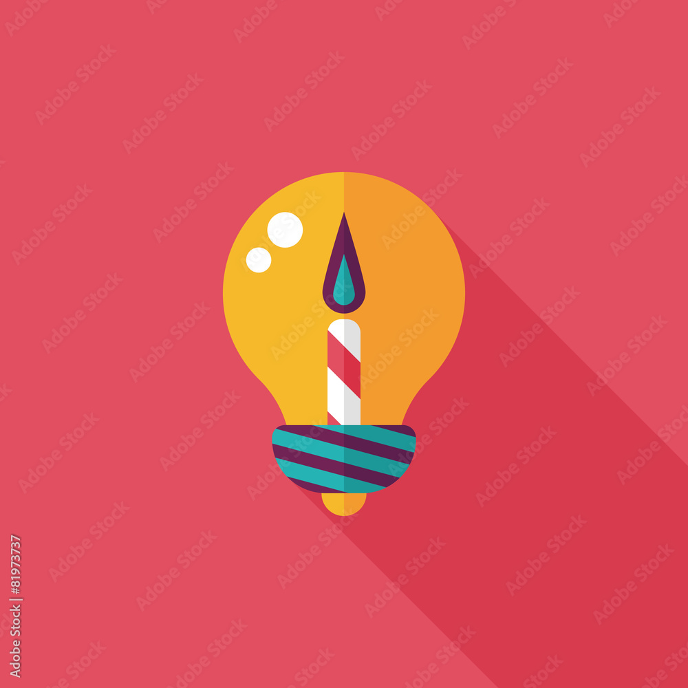 birthday candle flat icon with long shadow,eps10