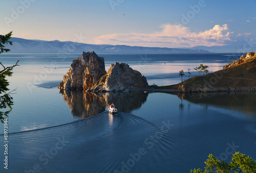 Cape Burhan and Shaman Rock on Olkhon Island at Baikal Lake