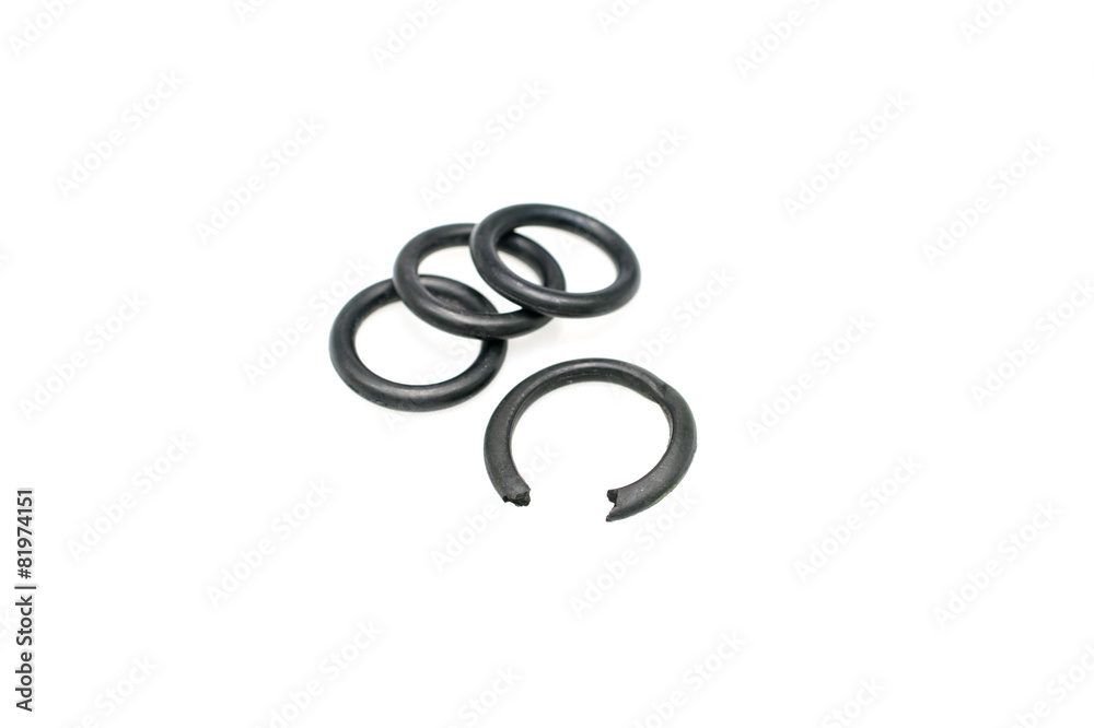 Obraz premium Close up black rubber O-ring torn