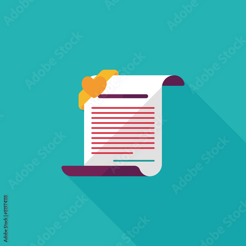 marriage document flat icon with long shadow,eps10