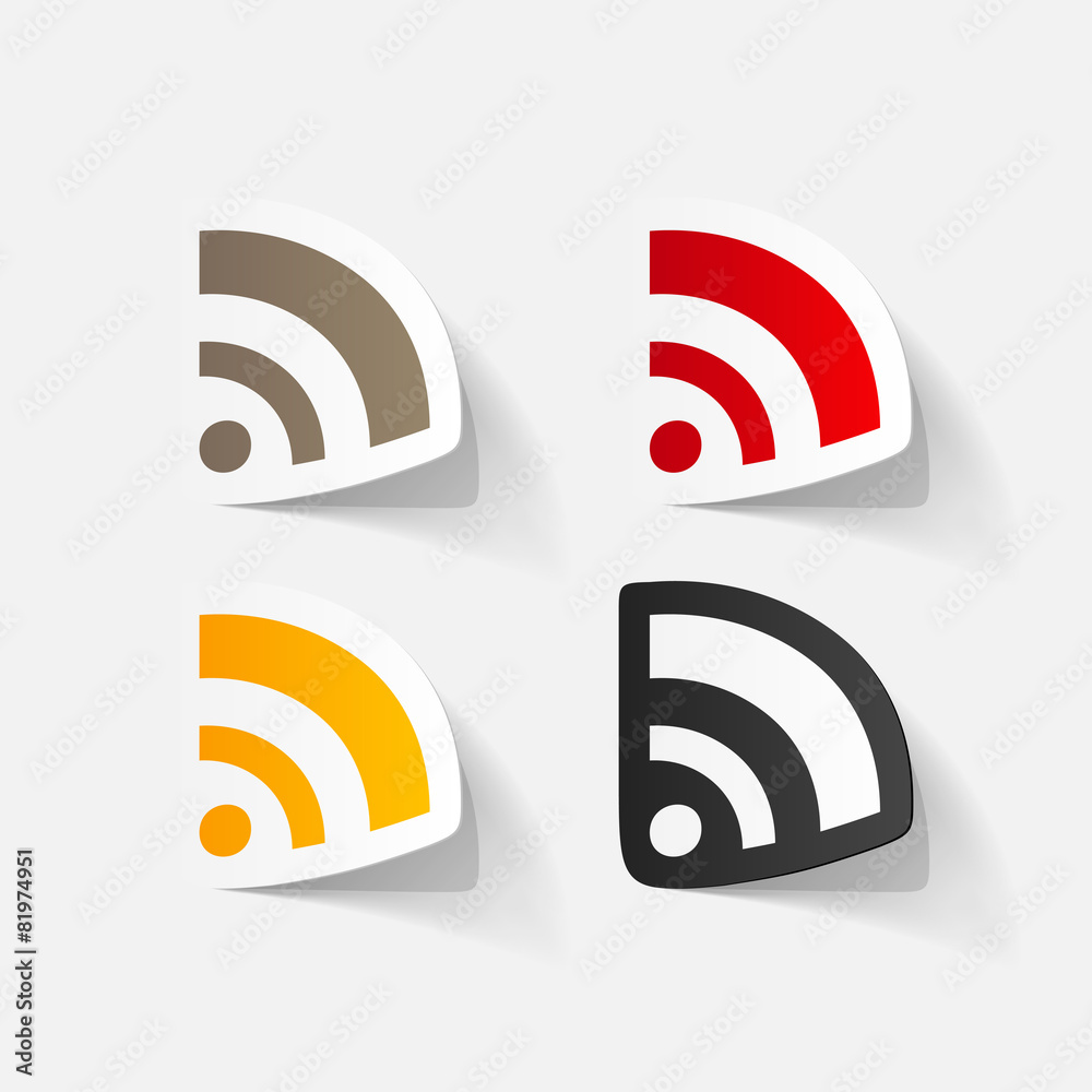 Paper clipped sticker: Wireless Network Symbol Paper clipped sticker: Wireless Network Symbol