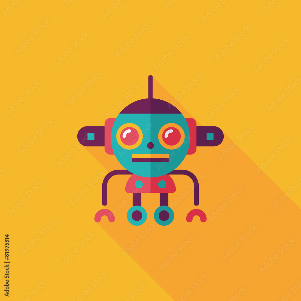robot concept flat icon with long shadow,eps10 robot concept flat icon with long shadow,eps10
