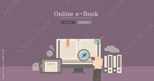Modern and classic design online e-book concept illustration