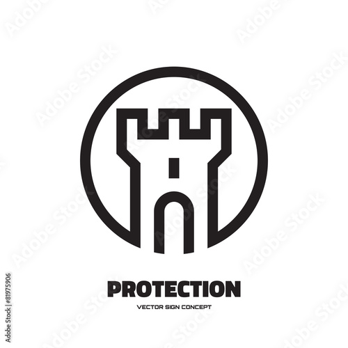 Protection - vector logo concept illustration. Abstract tower of castle illustration. Vector logo template. Design element.