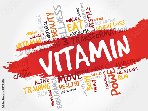 VITAMIN word cloud, fitness, sport, health concept