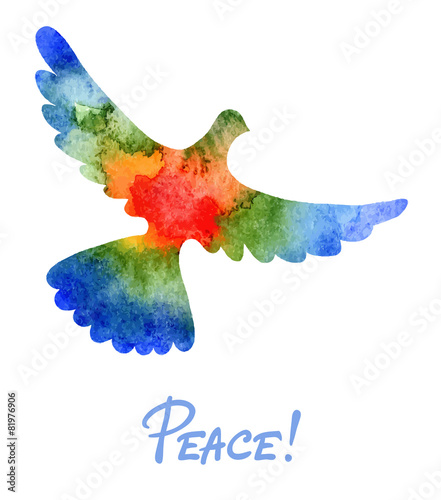 Vector illustration, watercolor -- dove of peace