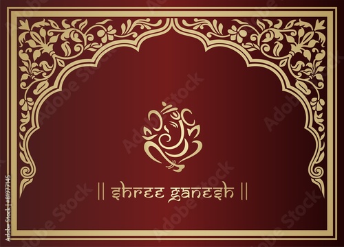 Ganesha, traditional Hindu wedding card, royal Rajasthan, India