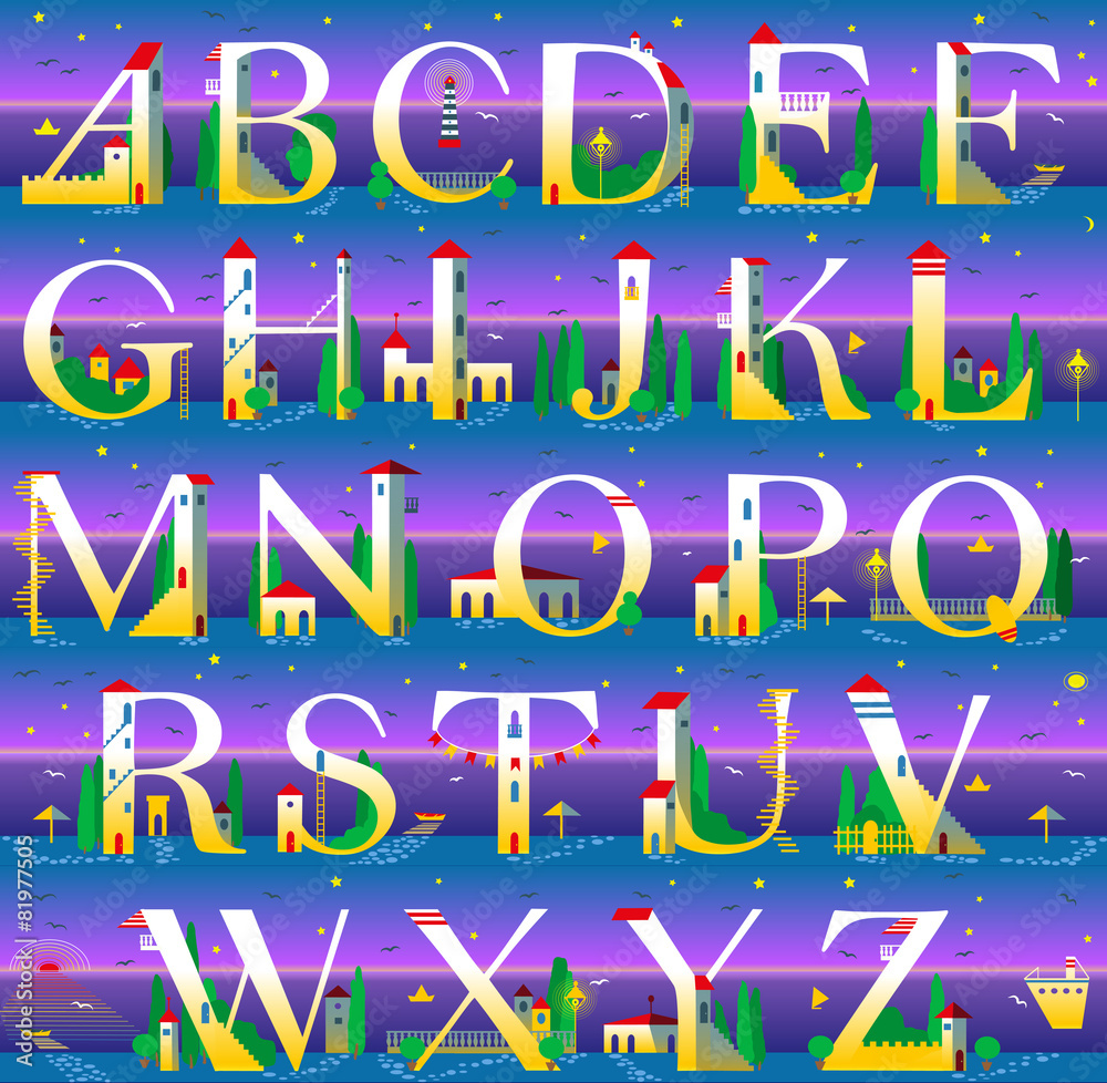 Summer Alphabet. Vector Illustration Summer Alphabet. Vector Illustration