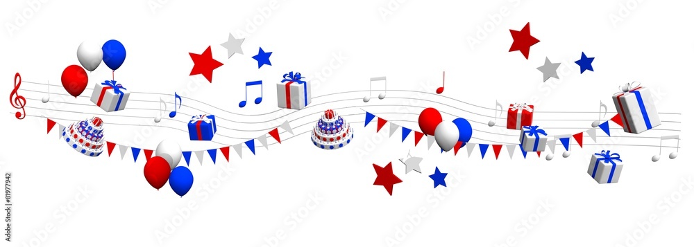 Muziek feest met cadeaus en confetti in America Muziek feest met cadeaus en confetti in America