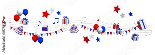 Muziek feest met cadeaus en confetti in America photo