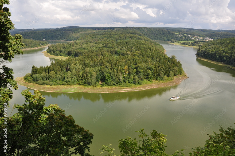 Obraz premium Saalebogen - Blick vom Heinrichstein