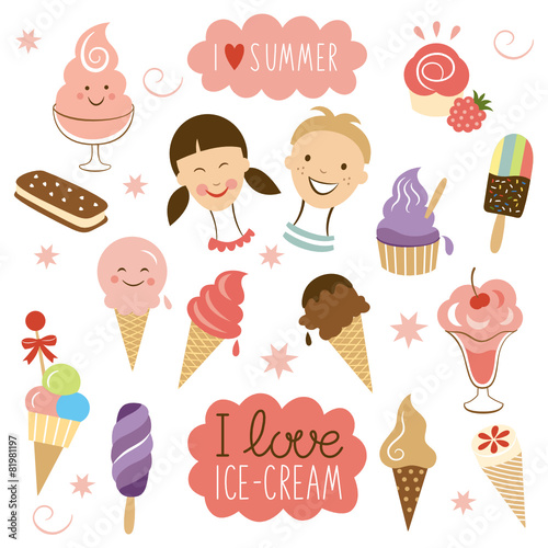 vector illustration, Ice Cream, sweet collection