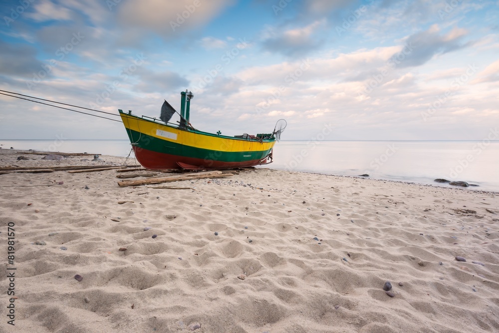 Fishing boat on beach. Beautiful landscape Fishing boat on beach. Beautiful landscape