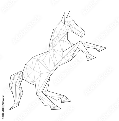 Horse. Low polygon linear vector illustration