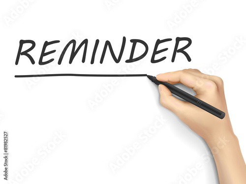 reminder word written by hand