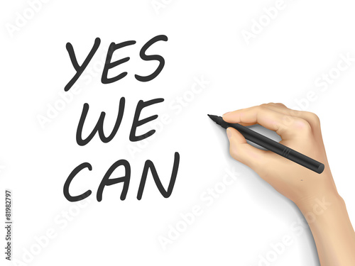 yes we can words written by hand