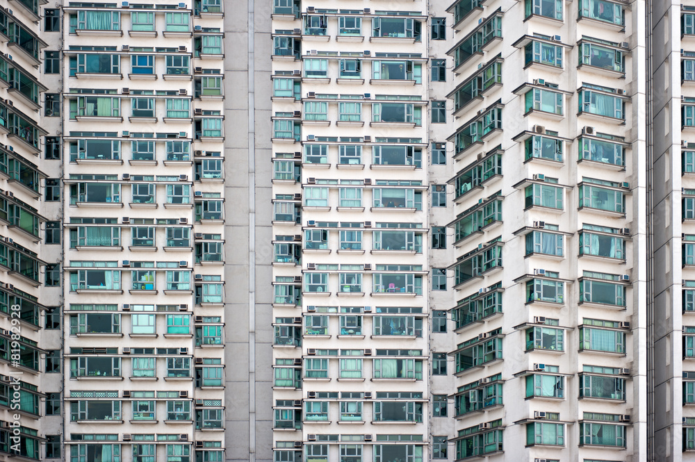 Asian city life, condominium window pattern