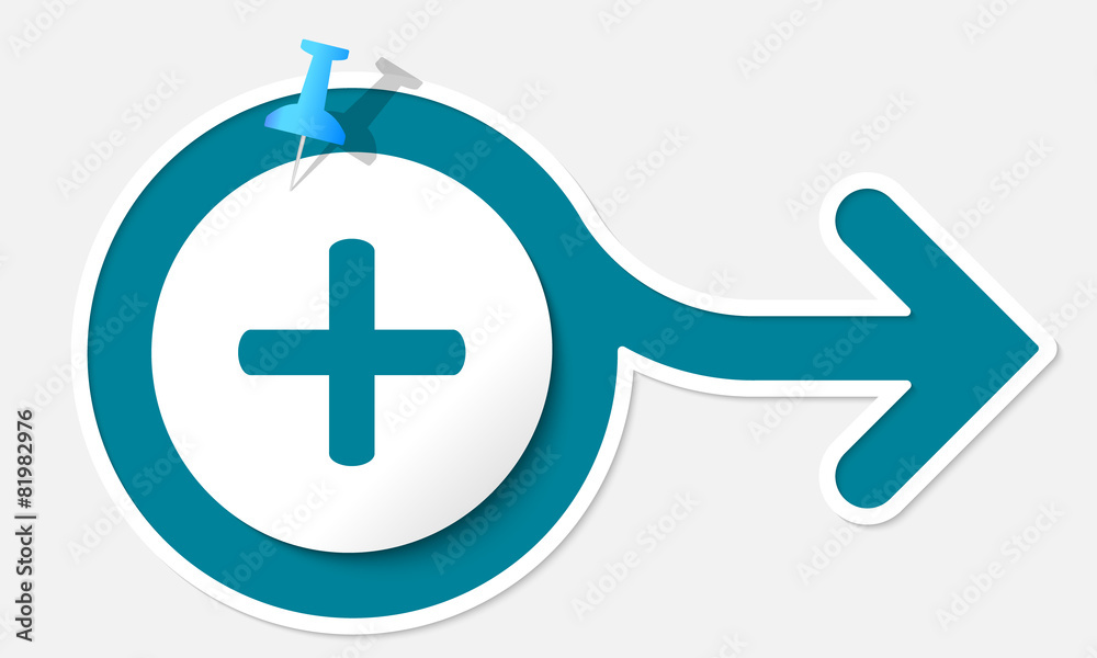 Abstract arrow with white frame and plus symbol Abstract arrow with white frame and plus symbol