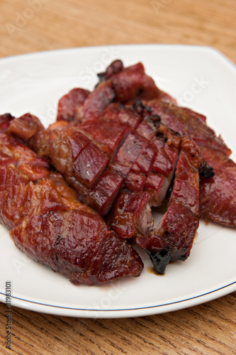 Photography Roasted red pork, hongkong Chinese cuisines