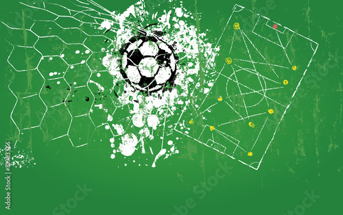 grungy soccer ball, vector illustration, free copy space