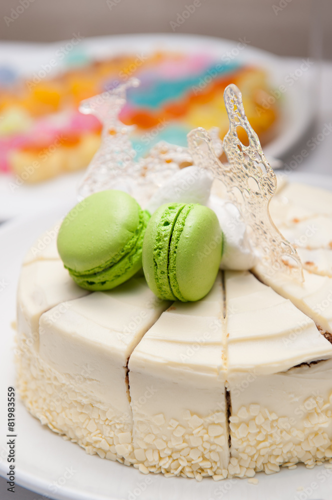 white chocolate cake with macaroon white chocolate cake with macaroon