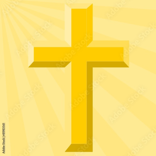 Gold Cross and Bright Sunburst - Illustration