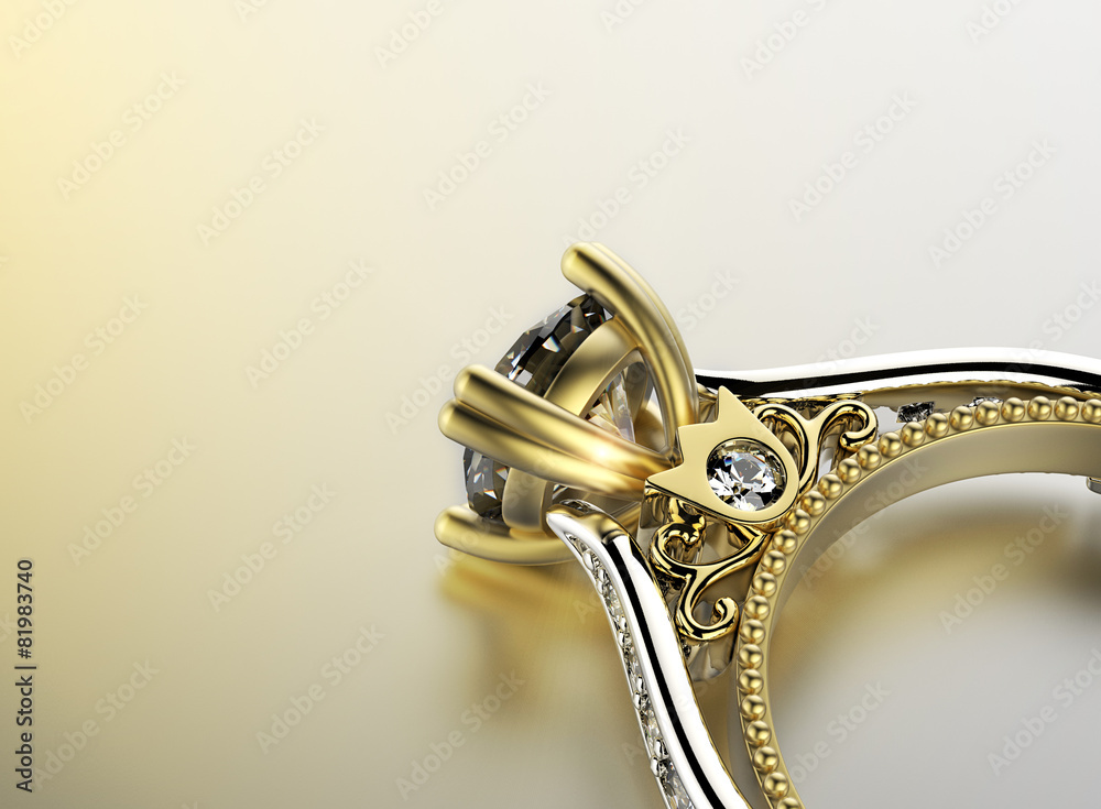 Ring with diamond. Jewelry background
