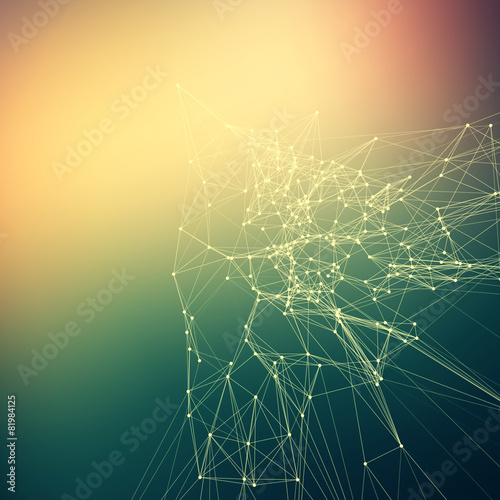 Colorful abstract background gradient. Connecting dots with line