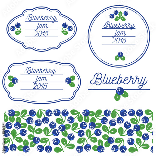Set of labels for jars of jam.