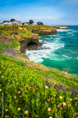 View of cliffs along the Pacific Ocean, in Santa Cruz, Californi