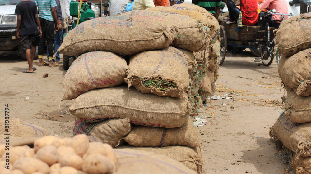 Fototapeta premium Sack of vegetable in market