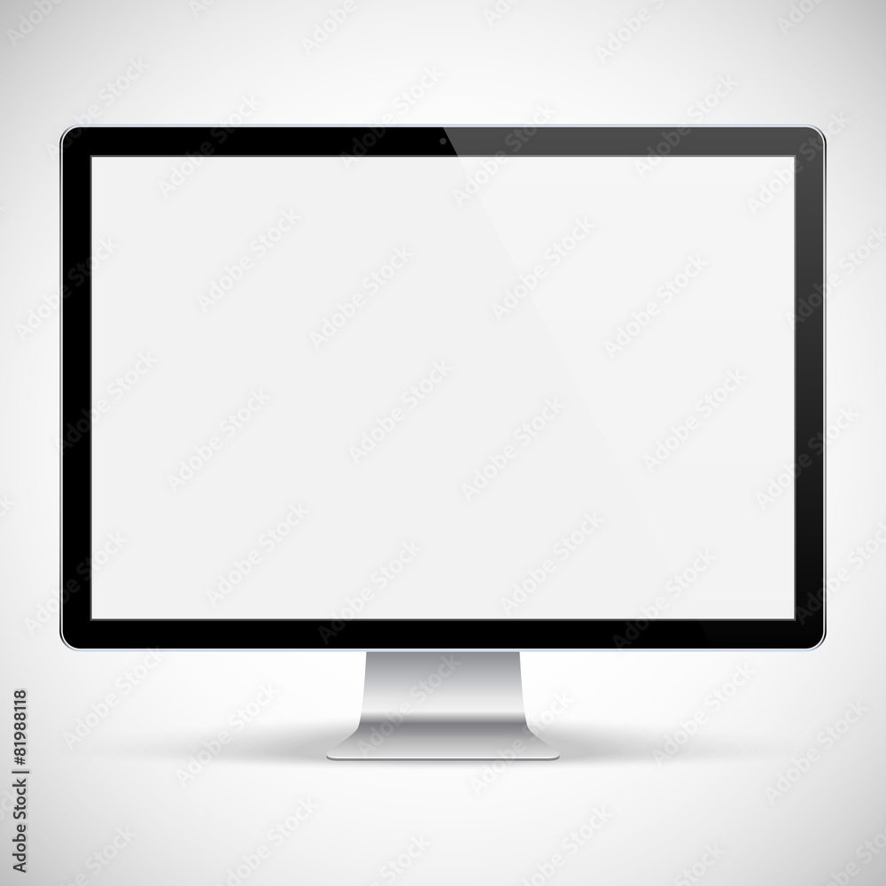 realistic detailed monitor isolated on a gray background realistic detailed monitor isolated on a gray background
