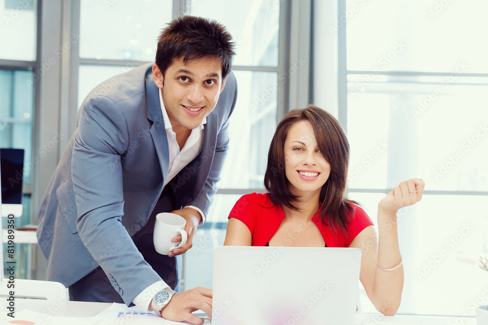 Two young business collegue in office Two young business collegue in office