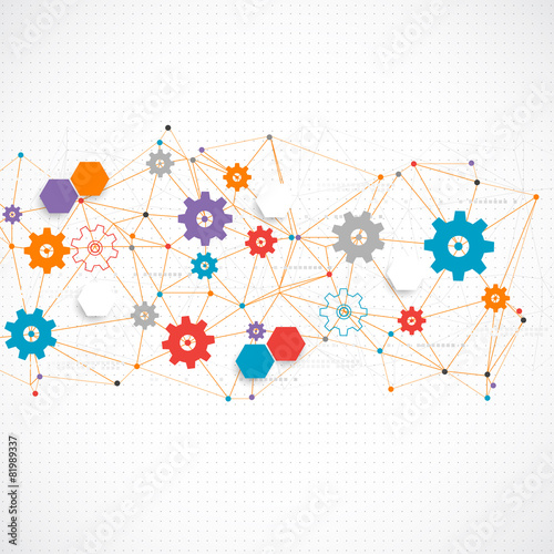Abstract cogwheel technology net background.