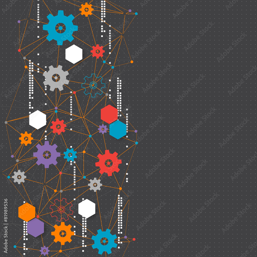 Obraz premium Abstract cogwheel technology net background.