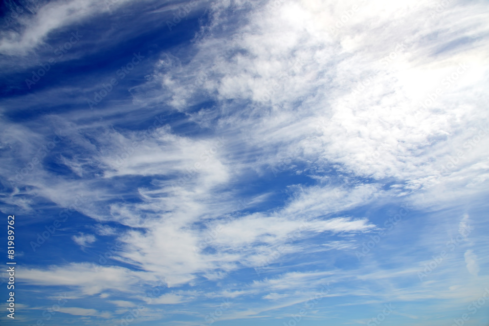 Light blue sky with clouds as background