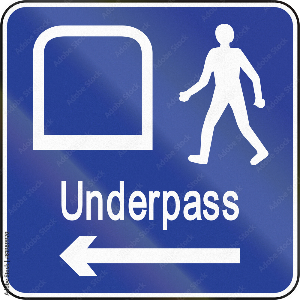 Road sign in Brunei: Underpass with arrow