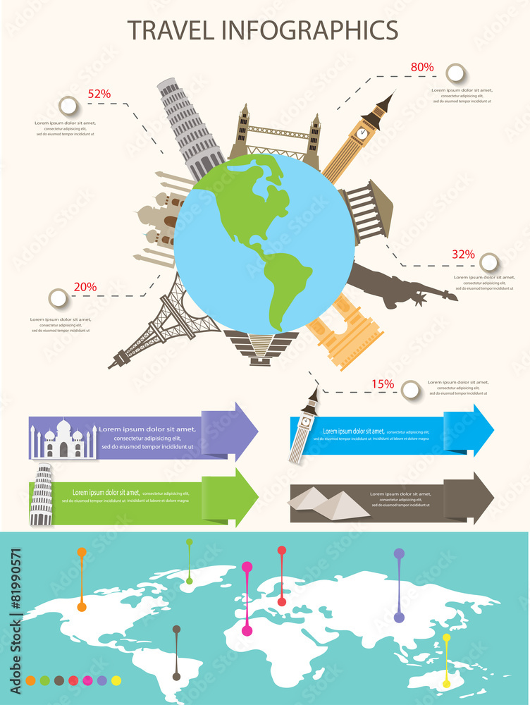world travel infographics elements.