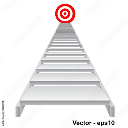 Vector conceptual red target on stair for success