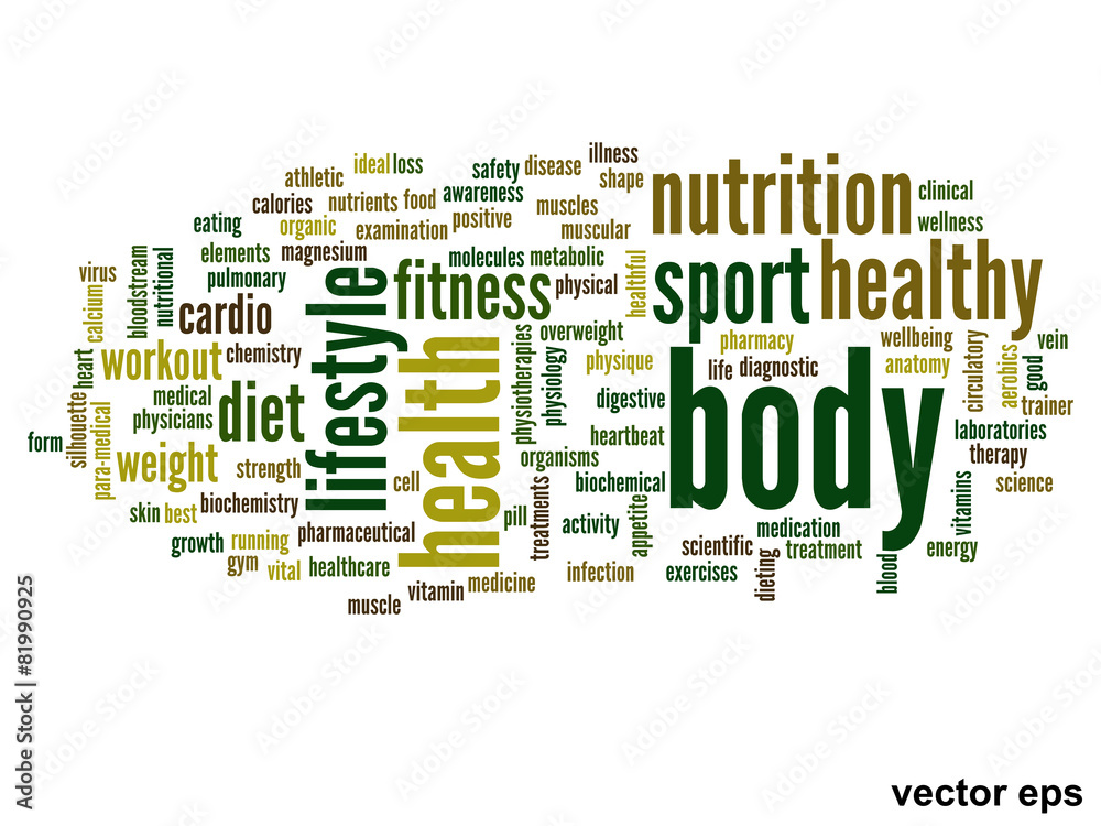 Vector conceptual health word cloud Vector conceptual health word cloud