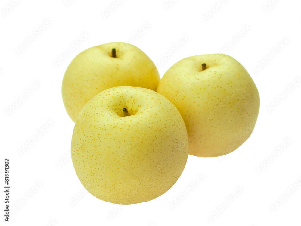 Asian pears group isolated on white background Asian pears group isolated on white background