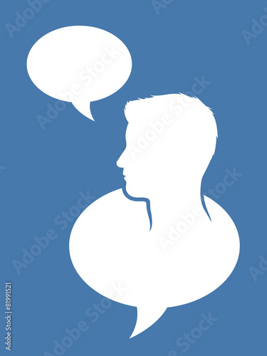 Male head inside a speech bubble