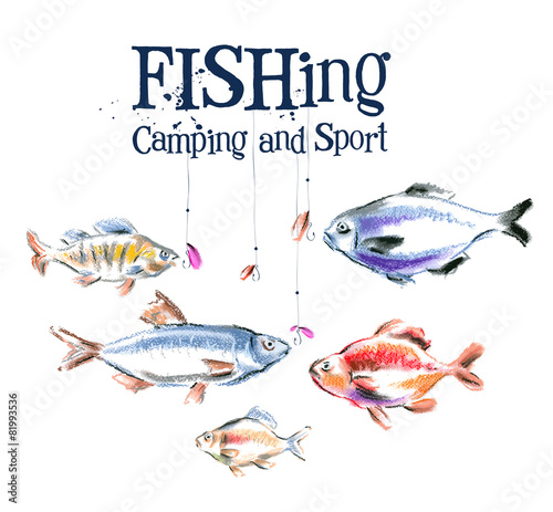 fish vector logo design template.  fishing or sport icon.